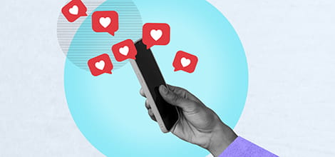 phone with social media likes